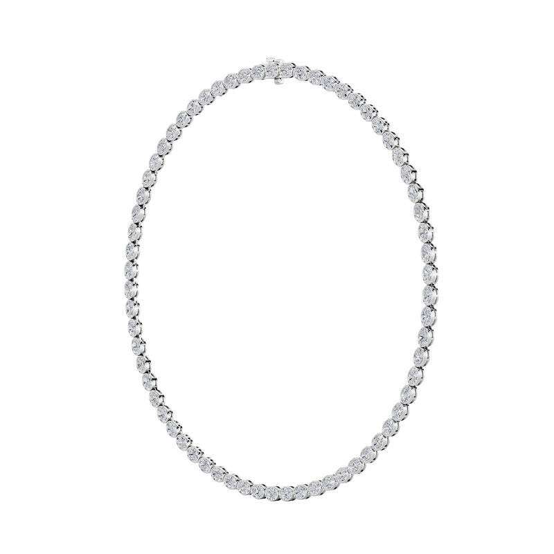 22.25CTW Oval Shaped Lab Grown Diamond (F/VS) East West Bezel Set Necklace in 14K Gold