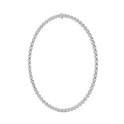22.25CTW Oval Shaped Lab Grown Diamond (F/VS) East West Bezel Set Necklace in 14K Gold