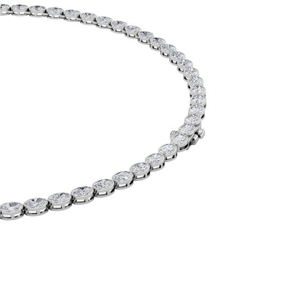 22.25CTW Oval Shaped Lab Grown Diamond (F/VS) East West Bezel Set Necklace in 14K Gold