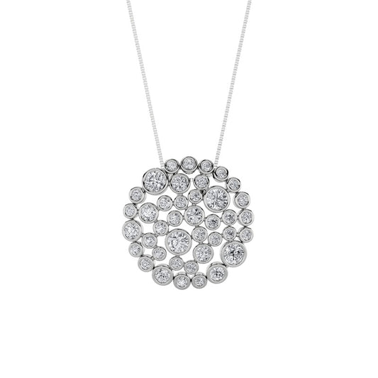 2CTW Round Shaped Lab Grown Diamond (F/VS) Bezel set Bubble Pendant in 14K Gold