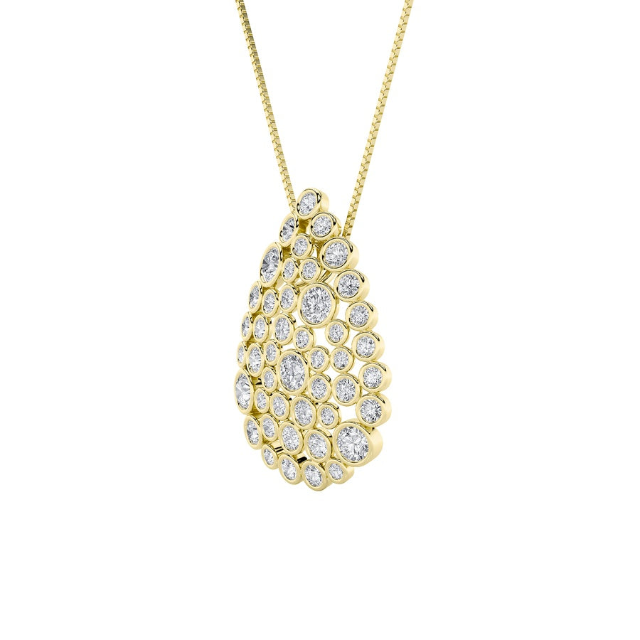 2.5CTW Round Shaped Lab Grown Diamond (F/VS) Bezel set Bubble Pendant in 14K Gold