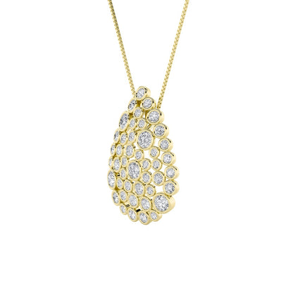 2.5CTW Round Shaped Lab Grown Diamond (F/VS) Bezel set Bubble Pendant in 14K Gold