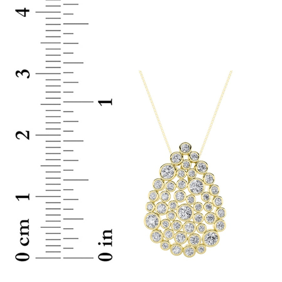 2.5CTW Round Shaped Lab Grown Diamond (F/VS) Bezel set Bubble Pendant in 14K Gold