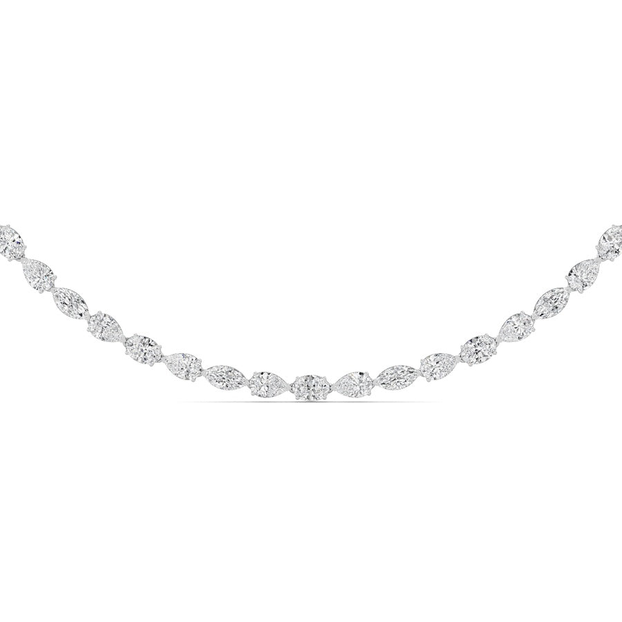 25CTW Mix Shaped Lab Grown Diamond (F/VS ) Tennis Necklace in 14K Gold