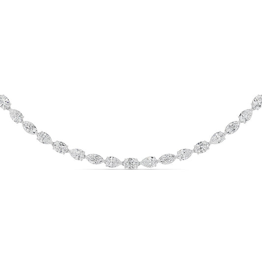 25CTW Mix Shaped Lab Grown Diamond (F/VS ) Tennis Necklace in 14K Gold