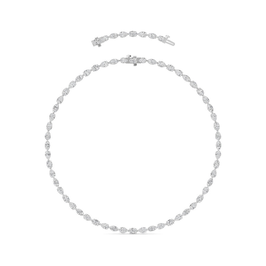 25CTW Mix Shaped Lab Grown Diamond (F/VS ) Tennis Necklace in 14K Gold