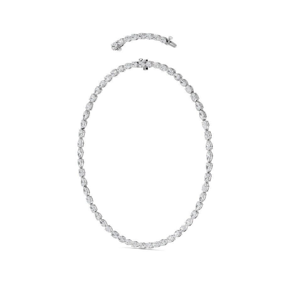 25CTW Mix Shaped Lab Grown Diamond (F/VS ) Tennis Necklace in 14K Gold