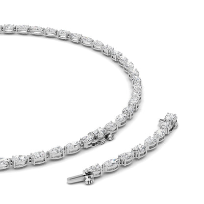 25CTW Mix Shaped Lab Grown Diamond (F/VS ) Tennis Necklace in 14K Gold