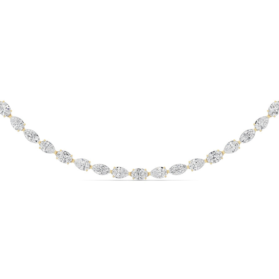 25CTW Mix Shaped Lab Grown Diamond (F/VS ) Tennis Necklace in 14K Gold