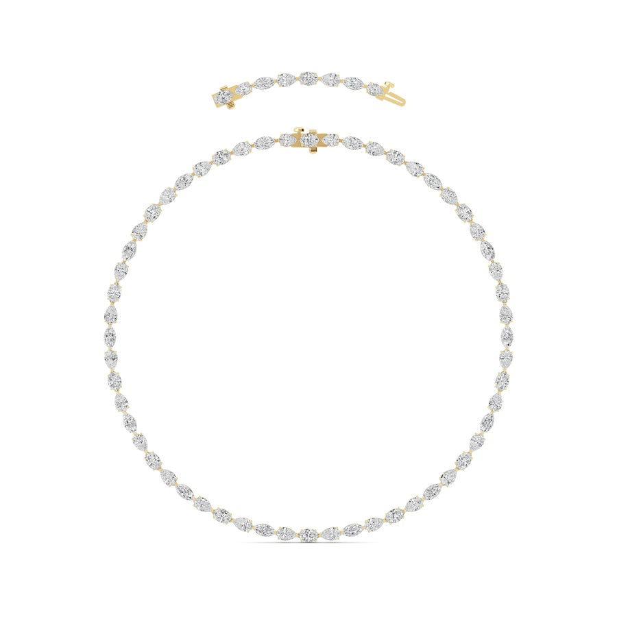 25CTW Mix Shaped Lab Grown Diamond (F/VS ) Tennis Necklace in 14K Gold