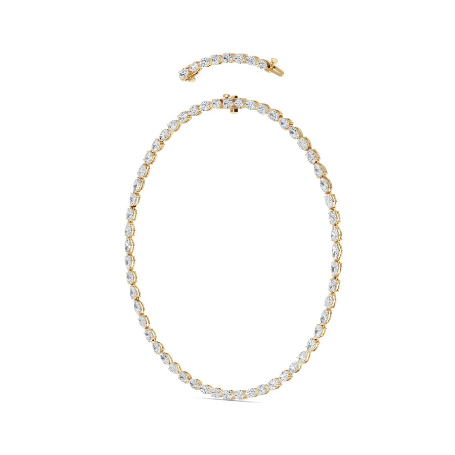 25CTW Mix Shaped Lab Grown Diamond (F/VS ) Tennis Necklace in 14K Gold