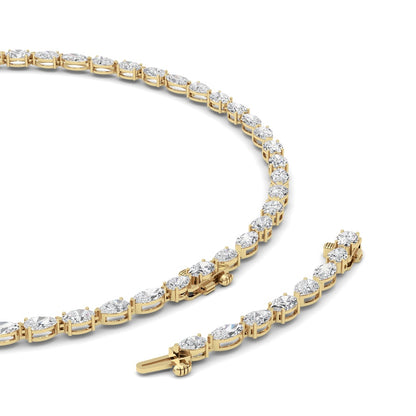 25CTW Mix Shaped Lab Grown Diamond (F/VS ) Tennis Necklace in 14K Gold
