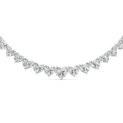 65CTW Heart Shaped Lab Grown Diamond (F/VS ) Tennis Necklace in 14K Gold