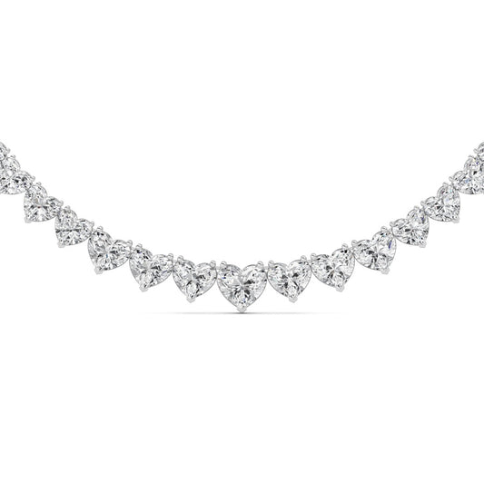 65CTW Heart Shaped Lab Grown Diamond (F/VS ) Tennis Necklace in 14K Gold