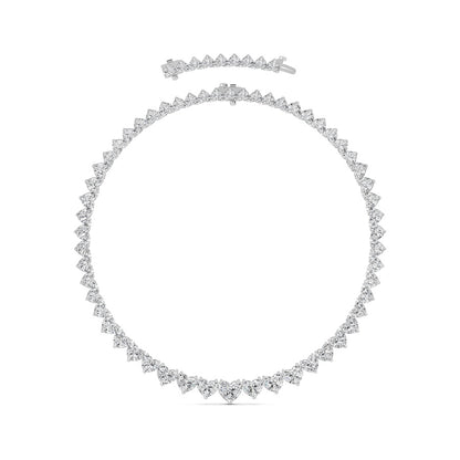 65CTW Heart Shaped Lab Grown Diamond (F/VS ) Tennis Necklace in 14K Gold