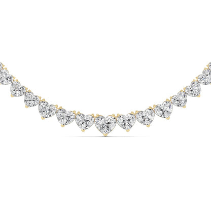 65CTW Heart Shaped Lab Grown Diamond (F/VS ) Tennis Necklace in 14K Gold
