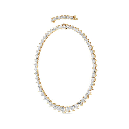 65CTW Heart Shaped Lab Grown Diamond (F/VS ) Tennis Necklace in 14K Gold