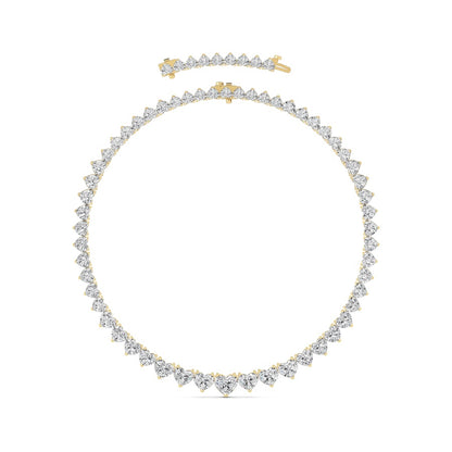 65CTW Heart Shaped Lab Grown Diamond (F/VS ) Tennis Necklace in 14K Gold