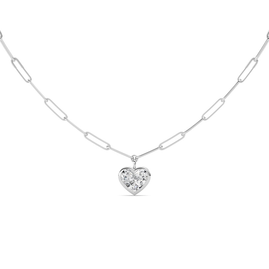 4CTW Heart Shape Lab Grown Diamond (F/VS ) Necklace in 14K Gold