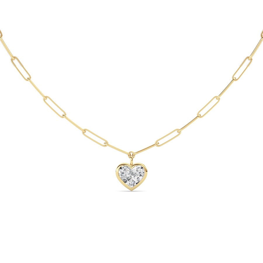 4CTW Heart Shape Lab Grown Diamond (F/VS ) Necklace in 14K Gold
