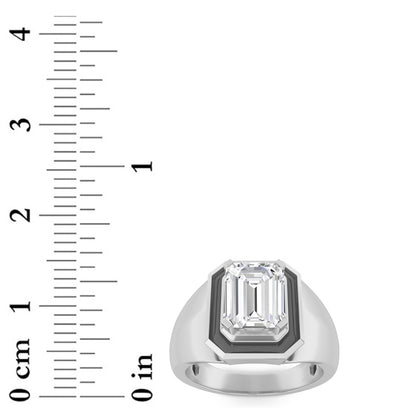3CTW Emerald Shaped Lab Grown Diamond (F/VS) Mens Ring in 14K Gold