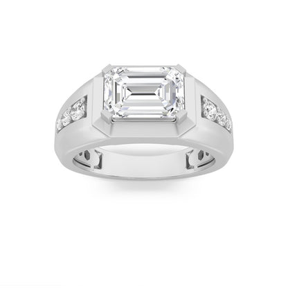 3.25CTW Emerald Shaped Lab Grown Diamond (F/VS) Ring in 14K Gold