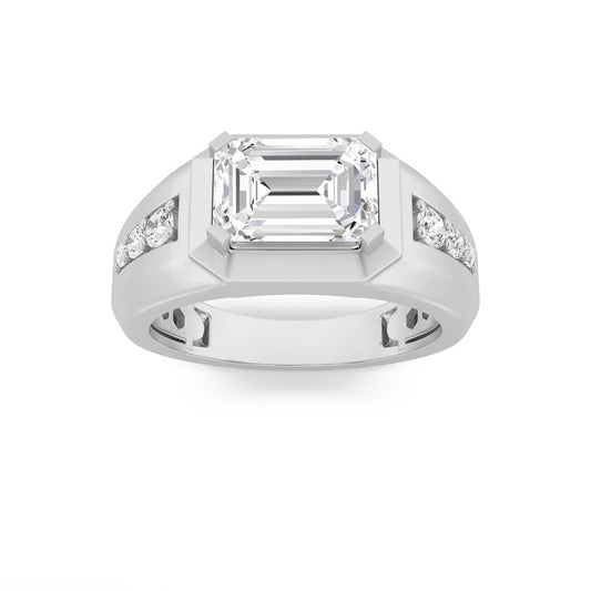 3.25CTW Emerald Shaped Lab Grown Diamond (F/VS) Ring in 14K Gold