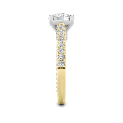 2CTW Round Shaped Lab Grown Diamond (F/VS) Two Tone Accented Rope Design Engagement Ring in 14K Gold
