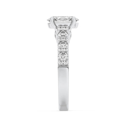 2CTW Oval Shaped Lab Grown Diamond (F/VS) Accented Milgrain Engagement Ring in 14K Gold