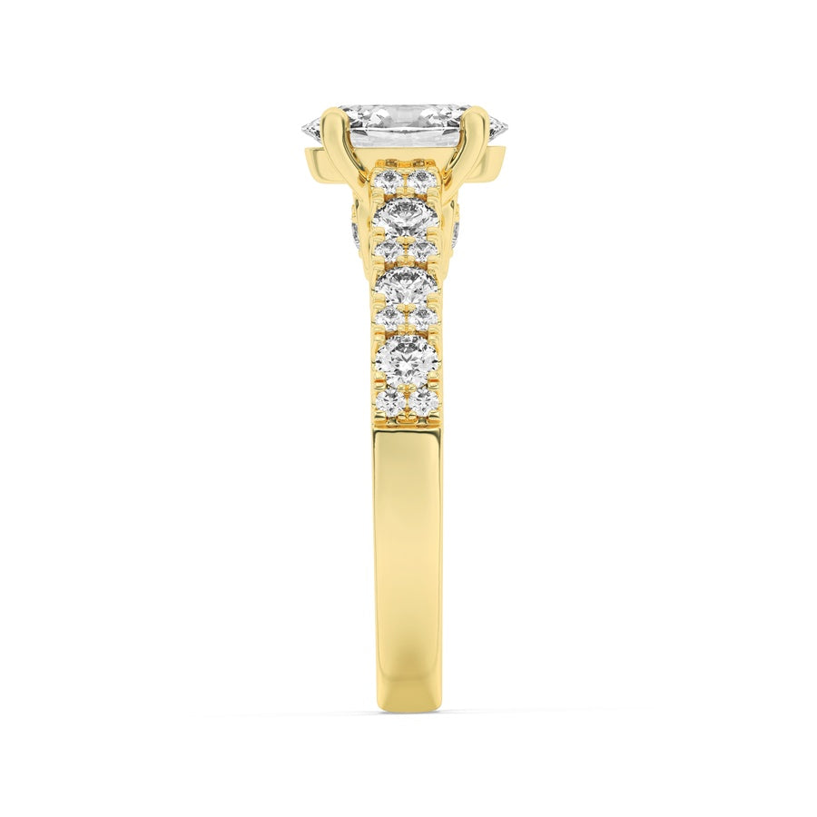 2CTW Oval Shaped Lab Grown Diamond (F/VS) Accented Milgrain Engagement Ring in 14K Gold