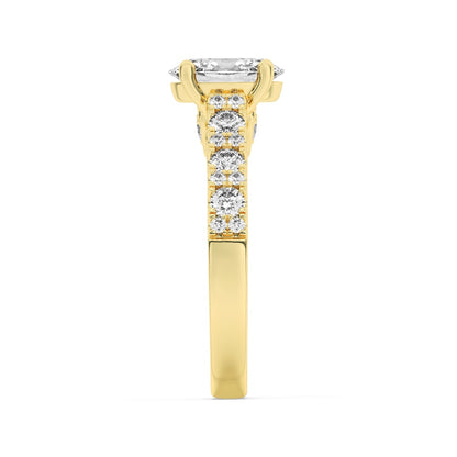 2CTW Oval Shaped Lab Grown Diamond (F/VS) Accented Milgrain Engagement Ring in 14K Gold