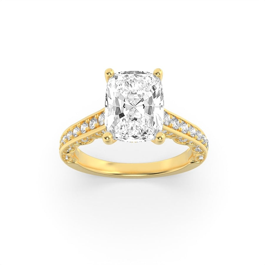 2.5CTW Elongated Cushion Shaped Lab Grown Diamond (G/VS) Accented Engagement Ring in 14K Gold