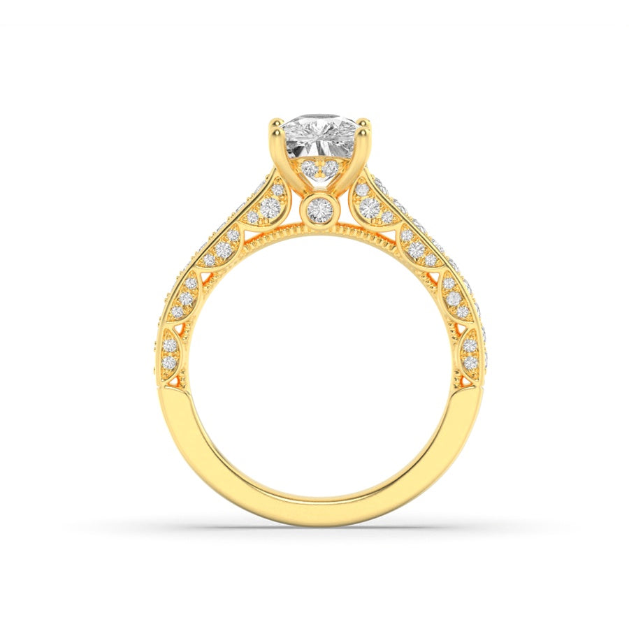 2.5CTW Elongated Cushion Shaped Lab Grown Diamond (G/VS) Accented Engagement Ring in 14K Gold