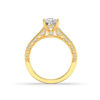 2.5CTW Elongated Cushion Shaped Lab Grown Diamond (G/VS) Accented Engagement Ring in 14K Gold