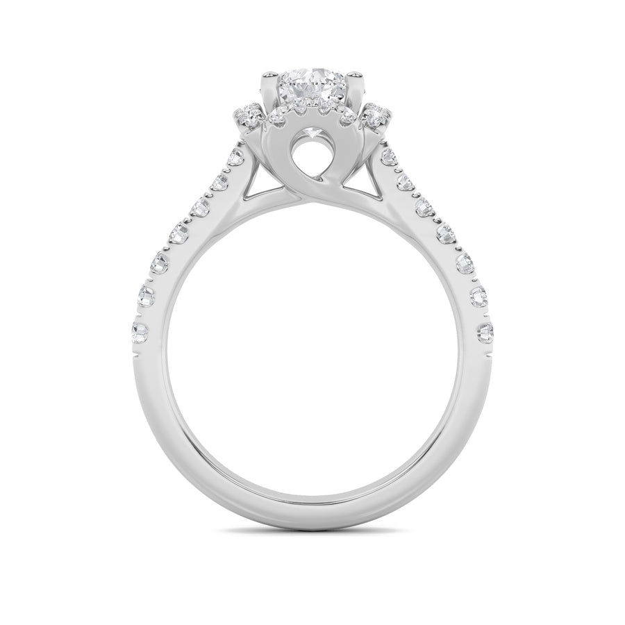 1.5CTW Round Shaped Lab Grown Diamond (F/VS) Halo Accented Engagement Ring in 14K Gold