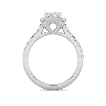 1.5CTW Round Shaped Lab Grown Diamond (F/VS) Halo Accented Engagement Ring in 14K Gold