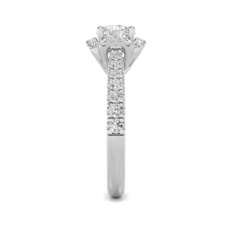 1.5CTW Round Shaped Lab Grown Diamond (F/VS) Halo Accented Engagement Ring in 14K Gold