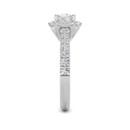 1.5CTW Round Shaped Lab Grown Diamond (F/VS) Halo Accented Engagement Ring in 14K Gold