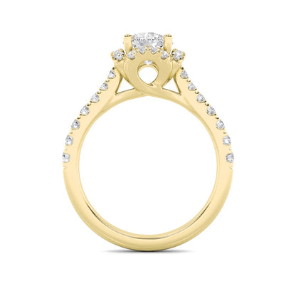 1.5CTW Round Shaped Lab Grown Diamond (F/VS) Halo Accented Engagement Ring in 14K Gold