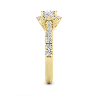 1.5CTW Round Shaped Lab Grown Diamond (F/VS) Halo Accented Engagement Ring in 14K Gold