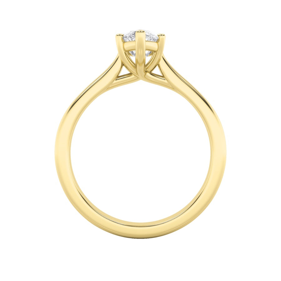 1CTW Marquise Shaped Lab Grown Diamond (F/VS) Plain Cathedral Trellis Shank Solitaire Engagement Ring in 14K Gold