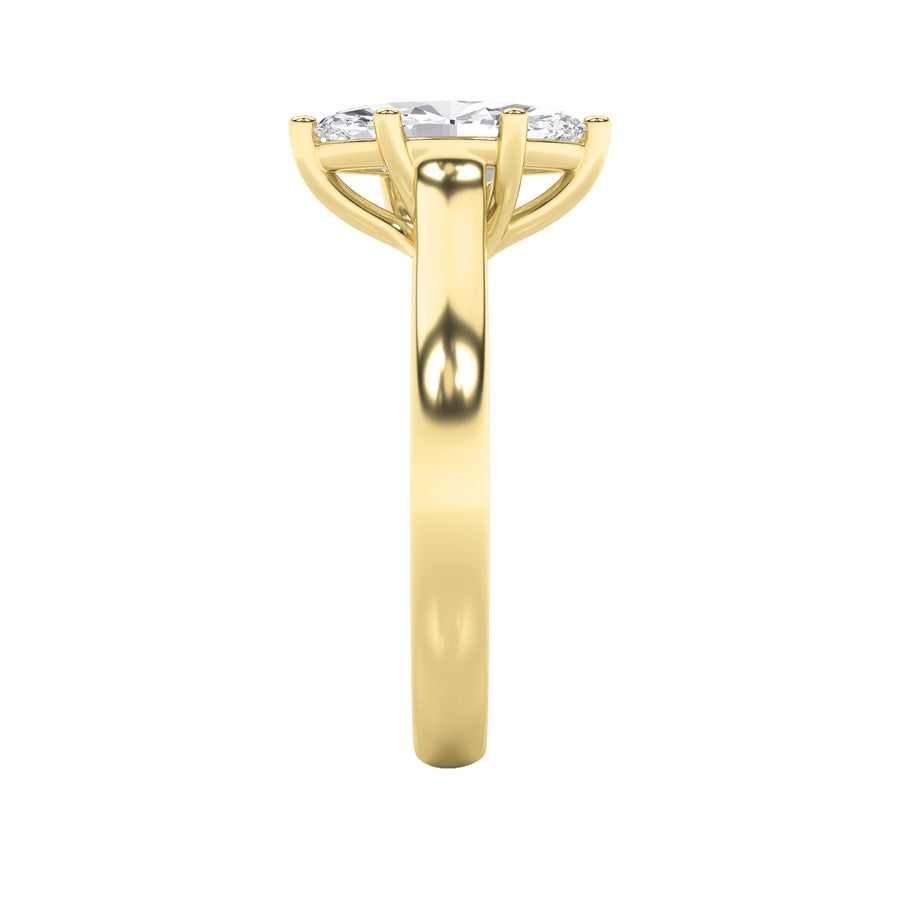1CTW Marquise Shaped Lab Grown Diamond (F/VS) Plain Cathedral Trellis Shank Solitaire Engagement Ring in 14K Gold