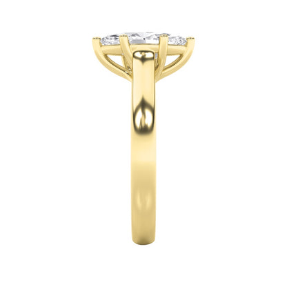 1CTW Marquise Shaped Lab Grown Diamond (F/VS) Plain Cathedral Trellis Shank Solitaire Engagement Ring in 14K Gold