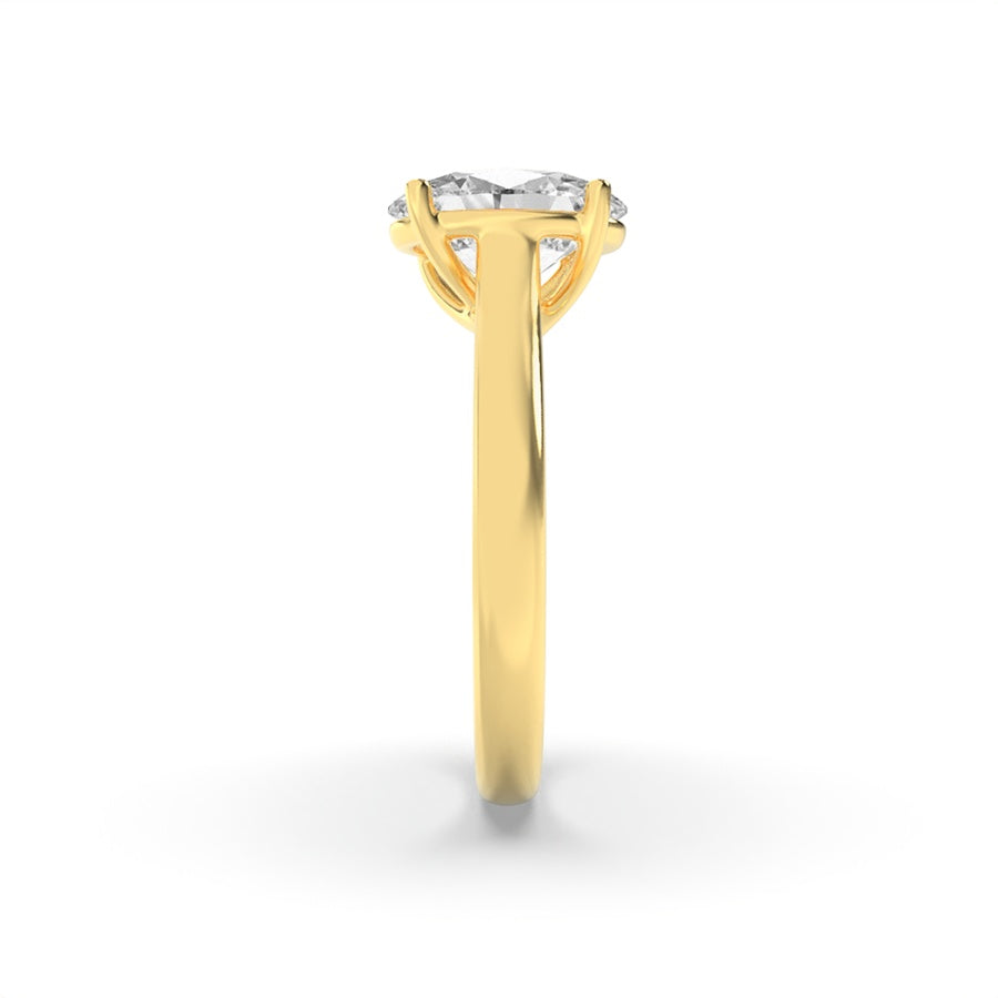 2CTW Oval Shaped Lab Grown Diamond (F/VS) Plain Cathedral Trellis Shank Solitaire Engagement Ring in 14K Gold
