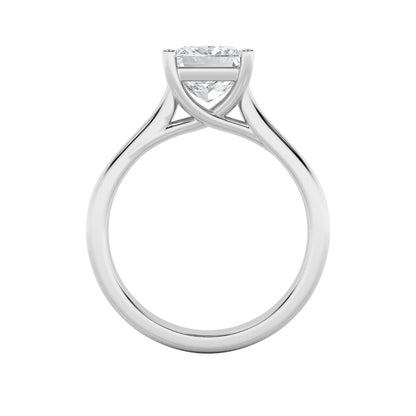 1CTW Princess Shaped Lab Grown Diamond (F/VS) Plain Cathedral Trellis Shank Solitaire Engagement Ring in 14K Gold