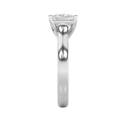 1CTW Princess Shaped Lab Grown Diamond (F/VS) Plain Cathedral Trellis Shank Solitaire Engagement Ring in 14K Gold