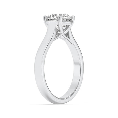 3CTW Round Shaped Lab Grown Diamond (F/VS) Plain Cathedral Trellis Shank Solitaire Engagement Ring in 14K Gold