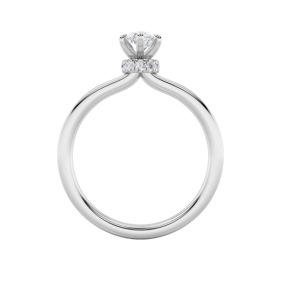 2CTW Marquise Shaped Lab Grown Diamond (F/VS) Hidden Halo Plain Shank Engagement Ring in 14K Gold