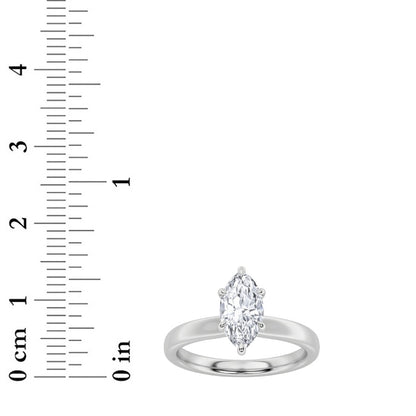 2CTW Marquise Shaped Lab Grown Diamond (F/VS) Hidden Halo Plain Shank Engagement Ring in 14K Gold