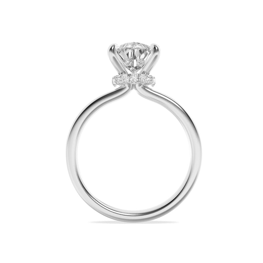 1CTW Pear Shaped Lab Grown Diamond (F/VS) Hidden Halo Plain Shank Engagement Ring in 14K Gold